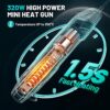 SEEKONE Handheld Heat Gun, 350°C Multi Function Portable Mini Hot Air Gun 320W with Overload Protection, 1.5m Ultra-Long Double Insulated Cable,