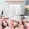 EASEHOLD Makeup Mirror with 64 Led Lights, Vanity Mirror with 2/3X Magnification, Adjustable Brightness Cosmetic Mirror, Touch Screen, USB Chargi