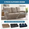 ADAFA Stretch Recliner Chair Covers Sofa Slipcover 2/3 Seater Velvet Washable Non-slip Furniture Couch Cover Protector,Grey,3 Seater
