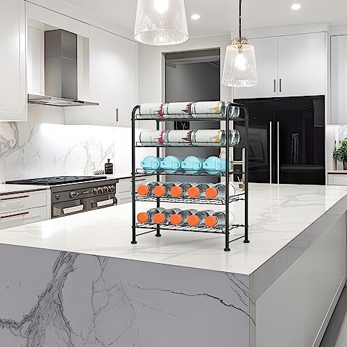 OYEAL Water Bottle Storage Rack 5 Tier Bottled Water Holder Organizer Freestanding Floor Beverage Soda Drink Stand Shelf for Kitchen Pantry Can S