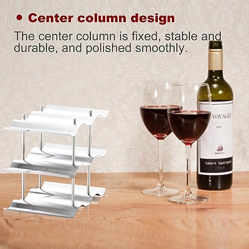3‑Tier Stainless Steel Tabletop Wine Rack,Wavy Wine Holder Display Shelf Kitchen Accessories,Wine Storage Shelf for Pantry Cabinet, for Bar, Wine