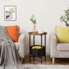 HOOBRO Round Side Table, Sofa End Coffee Drink Snack Table, Bedside Lamp Table with Removable and Washable Storage Basket, for Small Spaces, Livi