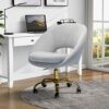 FABRICATION HAUS Desk Home Swivel Office Chair Velvet Height Adjustable Armless Padded Cushion Task with Gold Base Mid Back Comfy Computer Chair