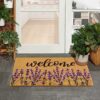 Carvapet Artificial Coir Doormat with Non-Slip Backing for Indoor and Outdoor 17 x 30 inch Front Door Welcome Mat Floral Doormat, Lavender