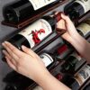 Wall-mounted Wine Rack | 2/4/6 Bottles | Metal Wine Rack | Elegant Kitchen, Restaurant, Bar or Wine Cellar Storage Room (Black)