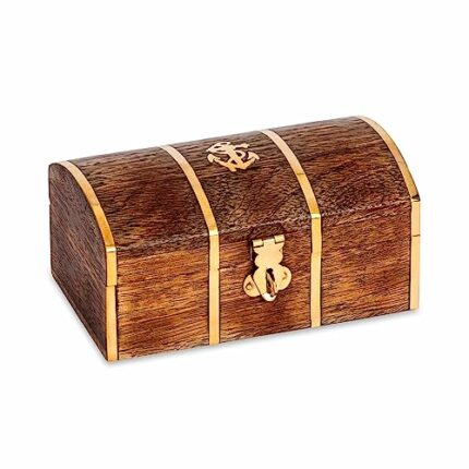 NKlaus Maritime Treasure Chest Real Wood and Brass 14 x 8 cm Treasure Box 14621