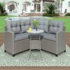 CZDYUF 4-piece Resin Wicker Patio With Round Table, Gray Cushion Furniture Set Sofa-type Garden Pool Balcony