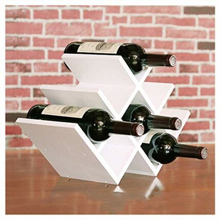KEppd Solid Wood Free-Standing Water Bottle and Wine Rack Storage Organizer for Kitchen Counter Tops, Pantry, Modern Geometric Design Holds 8 Bot