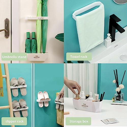 FNBK 2Pcs Wall Mounted Umbrella Holder Rack,Long and Short Umbrella Plastic Stand Rack,White