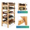 SMIBUY Bamboo Wine Rack, 20 Bottles Display Holder, 5-Tier Free Standing Storage Shelves for Kitchen, Pantry, Cellar, Bar (Natural)
