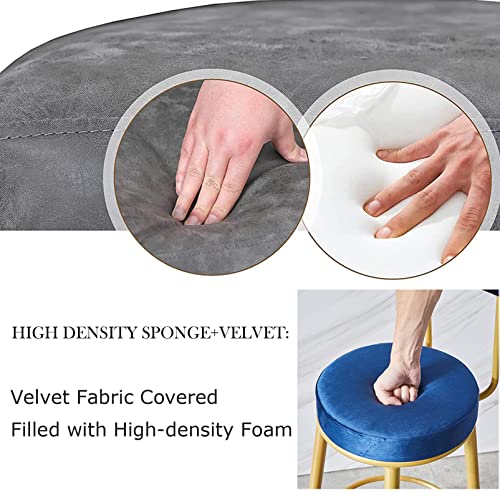 RTYHN Set of 2 Bar Stools Velvet Padded Bar Chairs Breakfast Kitchen Counter Chairs for Height for Café Bar Home Balcony Gold Steel Frame Metal L