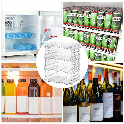 acDesign Stackable Water Bottle Organizer for Cabinet, Pantry, Freezer Clear Bottle Organizer for Cabinet 4Pack, Hold 12 Bottles