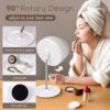 Tektalk LED Make-up Mirror 1X 5X Magnification Three colors of Light Two-Sided with Touch Dimmer Switch Battery and USB Powered 90°Rotation Cosme