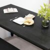 Recaceik 4, Modern Wood Bench Chairs, 43.3'' Dining Room Table Set with 2 Benches & Metal Frame for Kitchen, Small Space, MDF Board + Metal, Blac