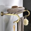 HIGOH Towel Racks, Bathroom Towel Rack Wall Mounted Towel Holder,Bathroom Copper Towel Rack,European Retro Antique Bathroom Towel Bars,Double She