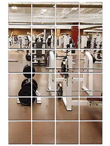 Qunclay 24 Pcs Gym Mirror Tiles 8 Inch Square Acrylic Mirror Wall Mounted Gym Mirror Decorative Mirror Tray Square Mirror Wall Sticker Removable