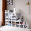 XIYAO Foldable Shoe Storage 6 Tier Front Opening Shoe Organizer-Clear Sturdy Plastic Shoe Storage Box Assembly-Free Foldable Shoe Rack,Plastic Sh