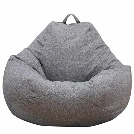 Dandelionsky NO Filling Classic Bean Bag Chair Sofa Cover, Lazy Lounger Large Bean Bag Storage Chair Cover for Adults and Kids,Grey - 100x120cm