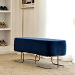 Velvet Upholstered Bench, Premium Bedside Bench with Metal Base, Comfortable Shoe Stool for Entrance Living Room Bedroom,A,80x40x42cm(31x16x17inc