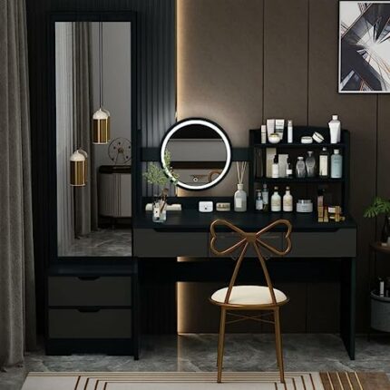 BJYXO 63" Makeup Vanity Desk with 3-Color Adjustable Touch Light-JX250H-QSJ