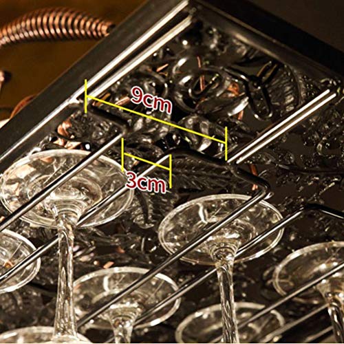 PIBM Metal Creative Wine Rack Wrought Iron Wine Glass Upside down Storage Display Shelf J1029, Black , 60x31cm