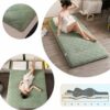 Dormitory Mattress Soft Plush, Japanese Floor Mattress Portable Futon Mattress Tatami Foldable Bed Mattress Topper Soybean Protein Fiber Sleeping