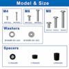 Universal TV Mounting Kit, Forging Mount TV Mounting Accessories, Contains Screws and TV Spacers M4 M6 M8, Compatible with Most TV Wall Mount/Mon