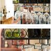 SUCHETA Hanging Wine Rack with Glass Holder and Shelf, Wine Racks Hanging Wine Glass Rack Under Cabinet Wine Rack Glass Holder Stemware Holder Wi