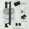 Ainiv Towel Rail Wall Mounted with 2 Hooks, Stainless Steel Black Towel Rail, Self Adhesive Towel Rail No Drilling, Vertical or Horizontal Instal