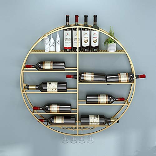 EYLINK Wall Mounted Round Wine Racks Counter Floating Shelves Wine Bottle and Glass Rack Goblet Stemware Holder, Bar Wine Cellar Kitchen Wine Sto