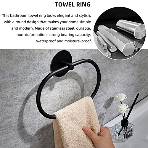 JXINLODGEG Towel Holder, Self Adhesive Towel Ring for Bathroom, SUS 304 Stainless Steel Hand Towel Rail Rack Wall Mounted Towel Hanger for Bathro
