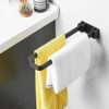 RAKUTE Towel Bar,Towel Rail Polish Chrome,Towel Ring Foldable Wall Mounted,Space Aluminum,Open-Arm Design Double Bar,for Bathroom,Lavatory Bathro