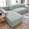 Sofa Cover 3 Seater L Shape - Soft Anti-slip High Stretch Solid Sofa Slipcovers Couch Cover Furniture Protectors with 2 Pillow Cases for L Shaped