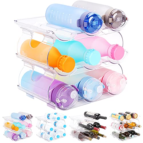 MEHUKOJ Stackable Water Bottle Organizer for Cabinet Kitchen Pantry Organization and Storage Cabinet Organizer - Plastic Wine Racks Fridge Organi