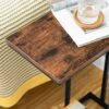 HOOBRO Side Table C Shaped, Sofa End Table, Laptop Coffee Snack Table, for Small Space, Living Room, Bedroom, Slim, Narrow, Tall, Wood Look Accen