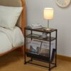 Neekor Small End Table for Small Spaces - Slim Side Table with Magazine Holder,2 in 1 Design Narrow End Table Living Room,Skinny Bedroom Nightsta