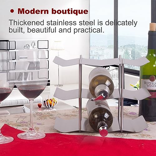 3‑Tier Stainless Steel Tabletop Wine Rack,Wavy Wine Holder Display Shelf Kitchen Accessories,Wine Storage Shelf for Pantry Cabinet, for Bar, Wine
