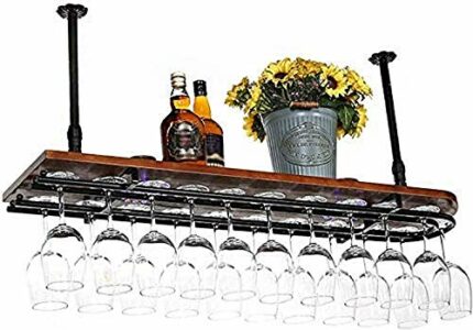 OUSIKA Wine Racks,Wine Lovers/Ceiling Wine Racks Adjustable Height Wall Mounted Hanging Wine Bottle Holder Metal Iron Wine Glass Rack Goblet Stem