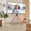 ProMounts Modern Tripod TV Floor Stand, Universal TV Mount with 180° Swivel, Corner TV Easel with Tripod Base for 47-70 Inches Holds 55lbs, Adjus