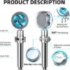 High Pressure Water Saving Shower, 360 Degrees Rotating Propeller Driven Handheld Shower Head with Filter, Turbo Spa Shower Head with Fan & Switc