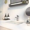 Hapilife Basin Taps Square with Pop up Waste Bathroom Sink Mixer Taps with UK Standard Hoses