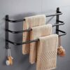 SMLJLQ Creative Black Paint Towel Rack Toilet Three-Layer Towel Bar Towel Rack Bathroom Cardinal Bathroom Towel