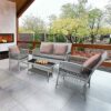 WODMB 4pcs Garden Furniture Outdoor Garden Lounge Set with Cushions Glass Table Garden Patio Rattan Sofa Set (Color : A, Size : One size)