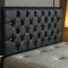 DIAMANTE FAUX LEATHER HEADBOARD (BROWN, 3FT)