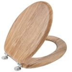 Angel Shield Toilet Seat Antibacterial Wooden Toilet Seat Adjustable Hinges Toilet Seat Always Fits Never Slips for Bathroom, 45 x 37 x 5.6 cm (S