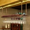 EMISOO Wine Rack Wall Mounted - Glass Carriers for Pubs Wine Glass Holders Hanging Under Shelf Glassware Rack Holder Ceiling Wine Rack Retro Deco