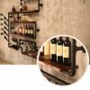PIBM Metal Pipe Design Wine Rack Wine Glass Storage Shelf Home Bar Display Stand J1113