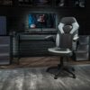 Flash Furniture X10 Gaming Racing Office Ergonomic Computer PC Adjustable Swivel Chair with Flip-up Arms, Gray/Black LeatherSoft, Polyurethane