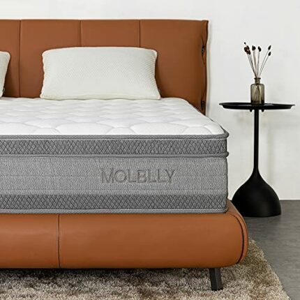 Molblly Double Mattress, 8.7 Inch Memory Foam Innerspring Hybrid Mattress Bed in a Box for Pressure Relieving Comfort Foam Sprung Hybrid Double S
