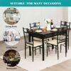 WALNUT 5 Piece Dining Set Wooden Metal Table And 4 Chairs Kitchen Breakfast Furniture